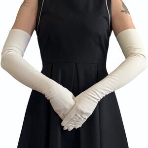 Vintage White Formal Opera Length Wedding Long Evening Gloves 23" Long Size S